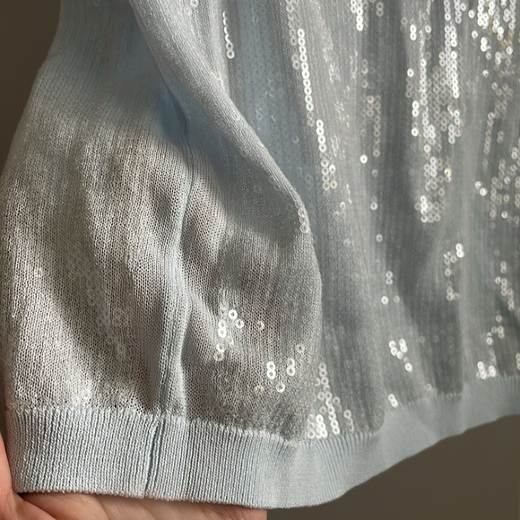 🧞‍♂️Nwt blue sleeveless sequined knit top - Picture 8 of 13